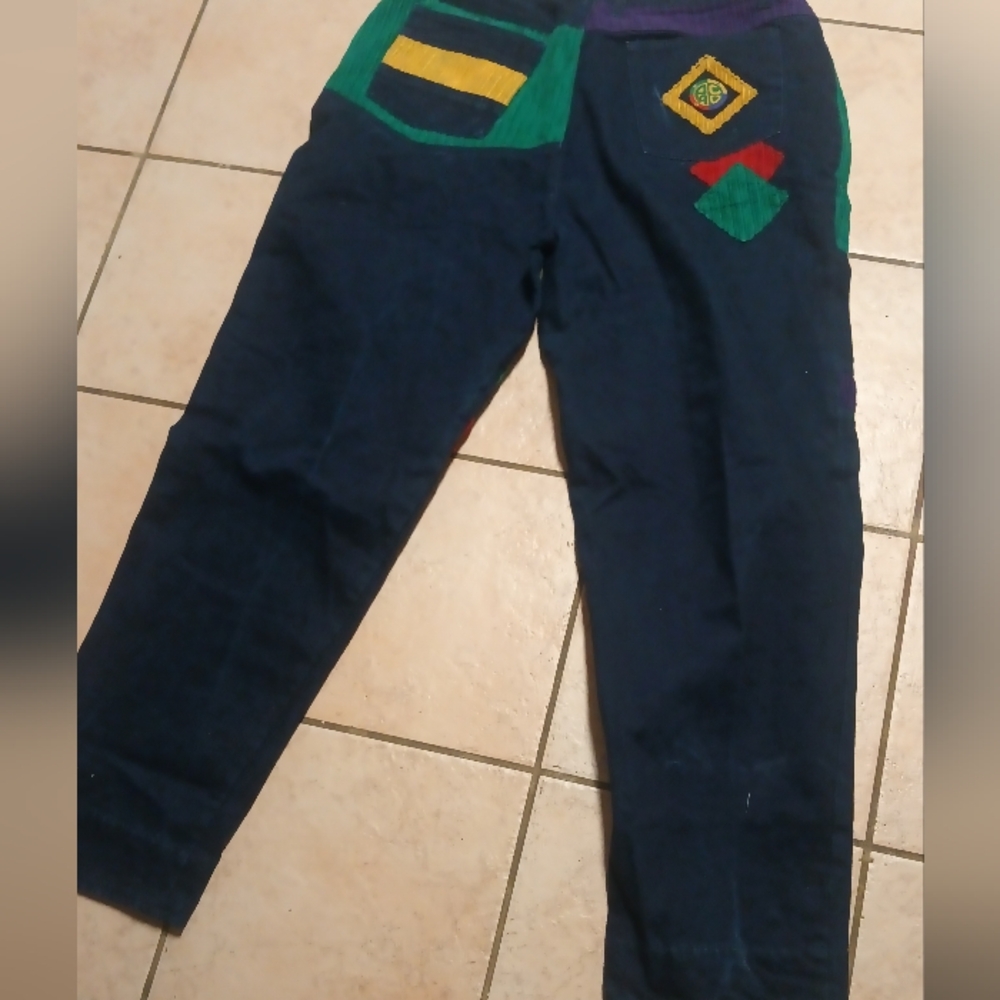 Vintage 90's PACO Patchwork Coloroid Colorblock Cross Colours Jeans - Picture 2 of 3